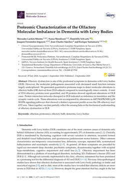 Proteomic Characterization of the Olfactory Molecular Imbalance in Dementia with Lewy Bodies