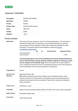 Datasheet: VMA00926 Product Details