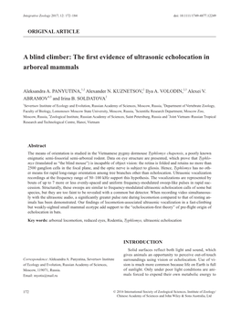 A Blind Climber: the First Evidence of Ultrasonic Echolocation in Arboreal