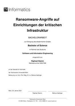 Ransomware-Angriffe Auf Einrichtungen Der Kritischen Infrastruktur