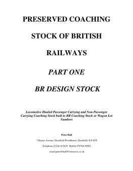 Preserved Coaching Stock of British Railways Part One