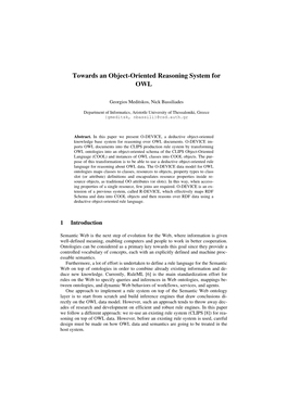 Towards an Object-Oriented Reasoning System for OWL