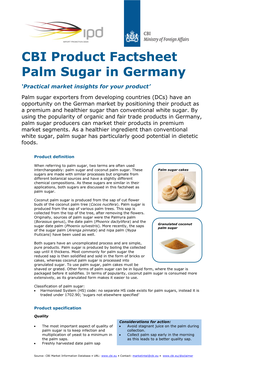 Product Factsheet Palm Sugar in Germany