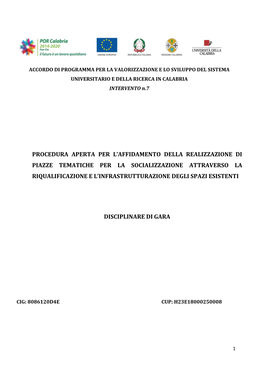 Procedura Aperta Per L'affidamento Della