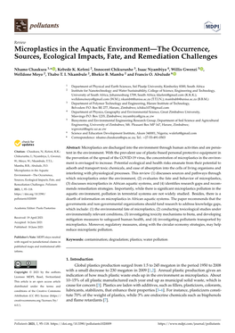 Microplastics in the Aquatic Environment—The Occurrence, Sources, Ecological Impacts, Fate, and Remediation Challenges