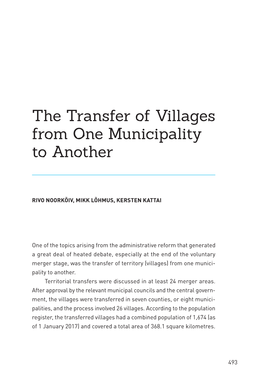 The Transfer of Villages from One Municipality to Another