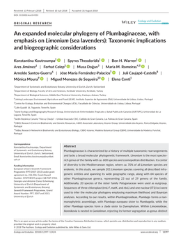 An Expanded Molecular Phylogeny of Plumbaginaceae, with Emphasis on Limonium (Sea Lavenders): Taxonomic Implications and Biogeographic Considerations