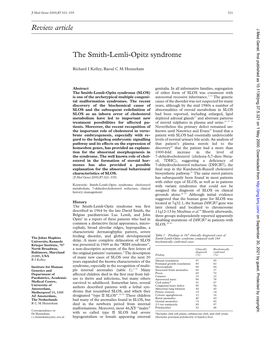 Review Article the Smith-Lemli-Opitz Syndrome