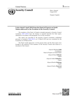Security Council Distr.: General 9 April 2019