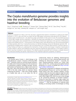 The Corylus Mandshurica Genome Provides Insights Into the Evolution of Betulaceae Genomes and Hazelnut Breeding