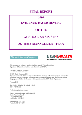 1999 Evidence Based Review of the Australian Six Step Asthma