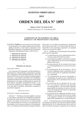 Orden Del Día Nº 1893