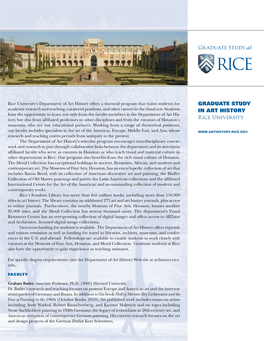 GRADUATE STUDY in ART HISTORY Rice University Graduate Study At