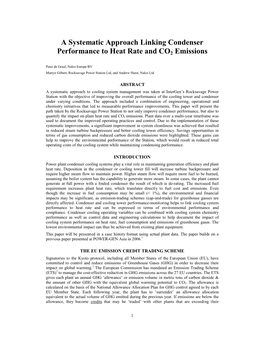 A Systematic Approach Linking Condenser Performance to Heat Rate and CO2 Emissions