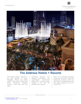 The Address Hotels + Resorts