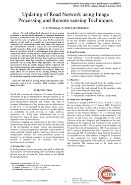 Updating of Road Network Using Image Processing and Remote Sensing Techniques