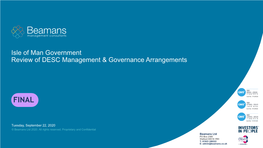 Review of DESC Management & Governance Arrangements