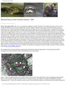 Yosemite Report 2004 -- Mammals