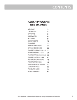 ICLDC 4 PROGRAM Table of Contents