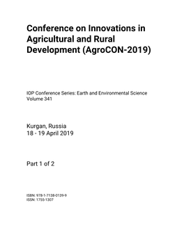 Conference on Innovations in Agricultural and Rural Development (Agrocon-2019)