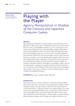 Playing with the Player Agency Manipulation in Shadow of the Colossus and Japanese Computer Games