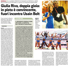 Giulia Riva, Doppia Gioia: in Pista È Convincente, Fuori Incontra Usain Bolt