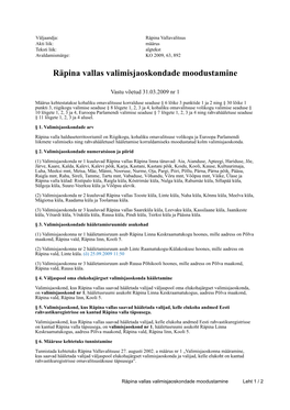 Räpina Vallas Valimisjaoskondade Moodustamine