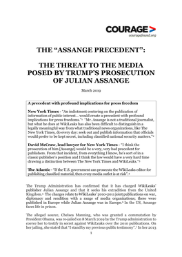 The “Assange Precedent”: the Threat To