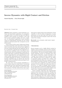 Inverse Dynamics with Rigid Contact and Friction