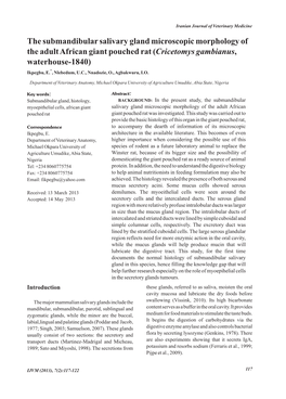 The Submandibular Salivary Gland Microscopic Morphology of The