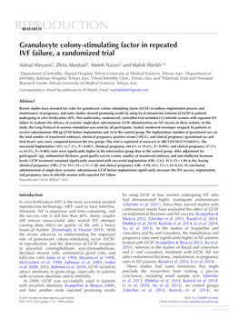 Granulocyte Colony-Stimulating Factor in Repeated IVF Failure, a Randomized Trial