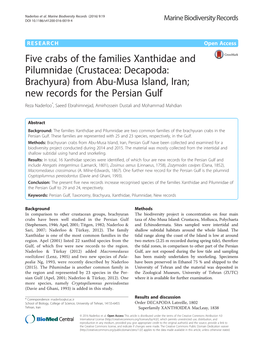 From Abu-Musa Island, Iran; New Records for the Persian Gulf Reza Naderloo*, Saeed Ebrahimnejad, Amirhossein Dustali and Mohammad Mahdian