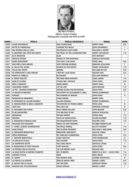 (Henry Jaynes Fonda) Filmografia Essenziale Dal 1935 Al 1958