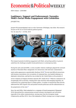 Legitimacy, Support and Endorsement: Narendra Modi's Social Media