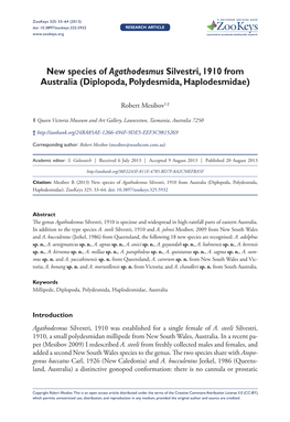 New Species of Agathodesmus Silvestri, 1910 from Australia