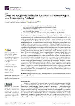 Drugs and Epigenetic Molecular Functions. a Pharmacological Data Scientometric Analysis
