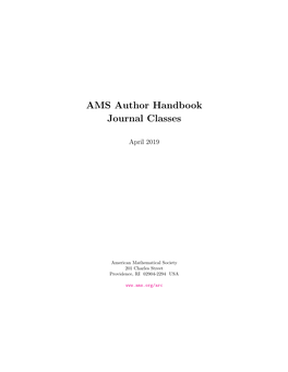 AMS Author Handbook Journal Classes