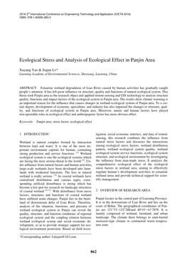 Ecological Stress and Analysis of Ecological Effect in Panjin Area