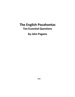 The English Pocahontas Ten Essential Questions