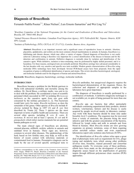 Diagnosis of Brucellosis Fernando Padilla Poester*,1, Klaus Nielsen2, Luis Ernesto Samartino3 and Wei Ling Yu2