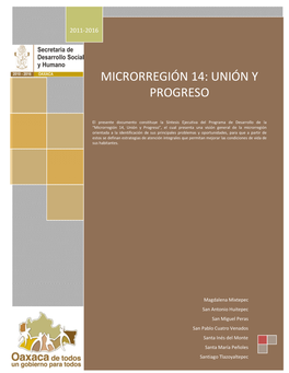 Microrregión 14: UNIÓN Y Progreso 1 2011-2016