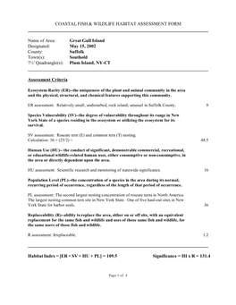 Great Gull Island Designated: May 15, 2002 County: Suffolk Town(S): Southold 7½' Quadrangle(S): Plum Island, NY-CT
