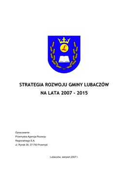 Strategia Rozwoju Gminy Lubaczów Na Lata 2007 - 2015