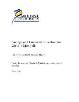 Savings and Financial Education for Girls in Mongolia Impact