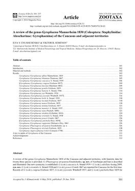 Coleoptera: Staphylinidae: Aleocharinae: Gyrophaenina) of the Caucasus and Adjacent Territories