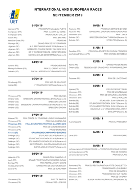 International and European Races September 2019
