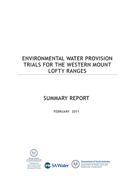 Environmental Water Trials for the Mount Lofty Ranges