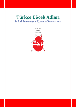 Türkçe Böcek Adları Turkish Entomonyms, Турецкие Энтомонимы