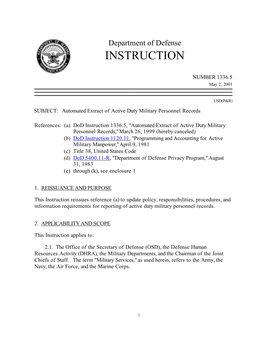 Dod Instruction 1336.5