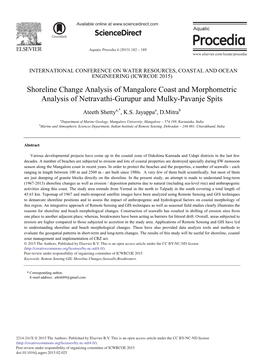 Shoreline Change Analysis of Mangalore Coast and Morphometric Analysis of Netravathi-Gurupur and Mulky-Pavanje Spits